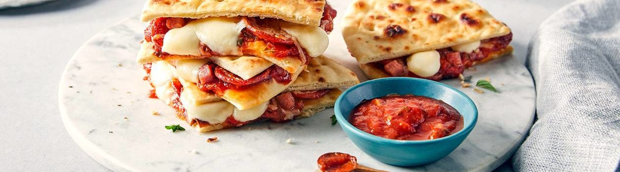 Baked Flatbread Pizza Sandwich