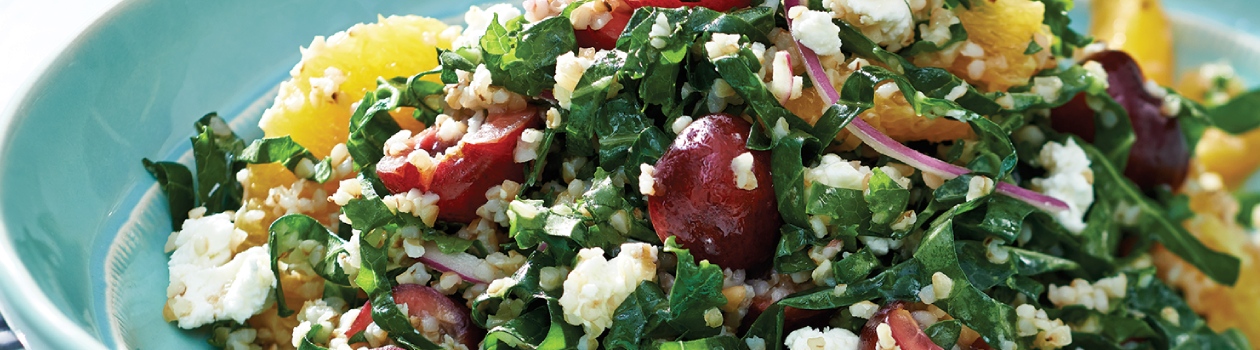 Cherry kale & bulgur salad